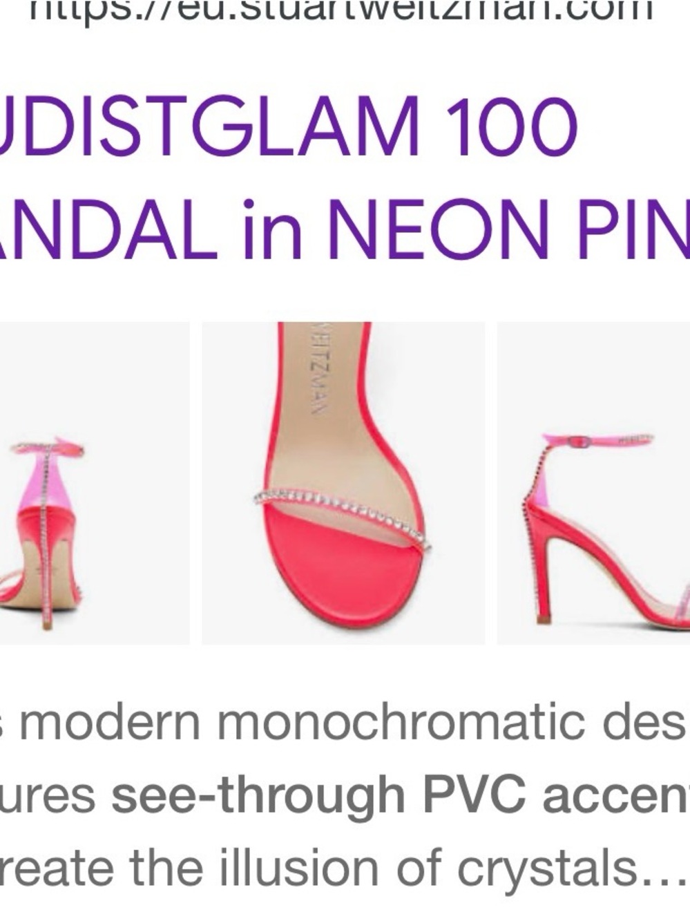 Stuart Weitzman Neon Pink Crystal-Trim Sandal